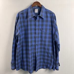 Brooks Brothers Shirt Mens 2XL XXL Button Up Blue Navy Regent Fit Non Iron